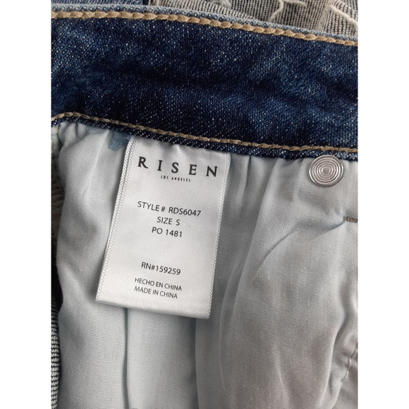 Risen Jeans Womens Medium Wash Distressed High Rise Cuffed Denim Shorts S - Picture 7 of 8